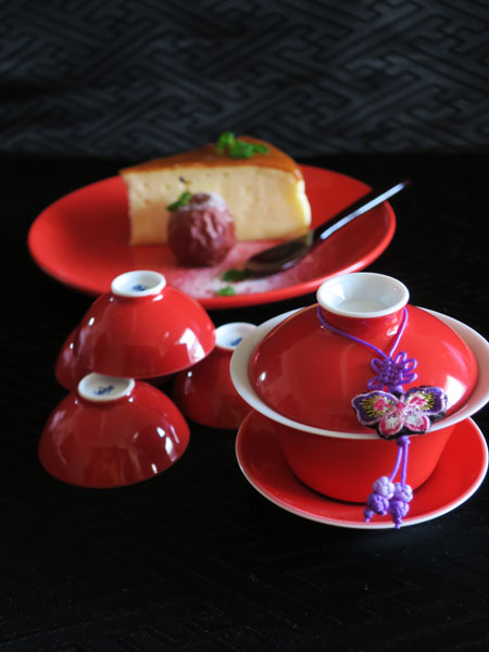 中国茶器セット「蓋碗と茶杯／紅」【ご予約受付中】 1