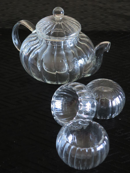 ガラス茶壷と茶杯4点セット「南瓜（かぼちゃ）」 1