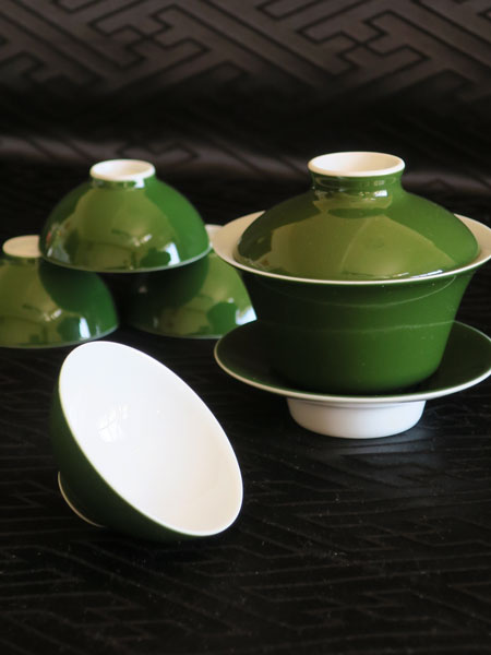 中国茶器セット「蓋碗と茶杯／深緑」【ご予約受付中】 1
