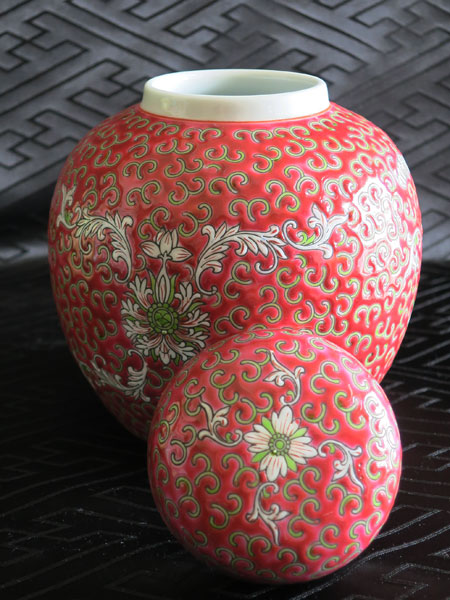 景徳鎮レトロ「飾り茶壺／紅」 2