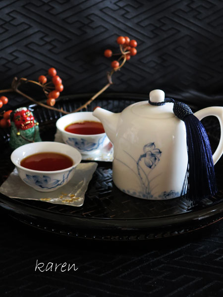 中国茶器セット「青花の蓮」 3