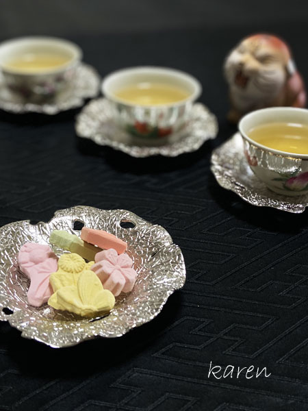 中国茶器「茶托小皿／錫製の残り蓮葉」 3