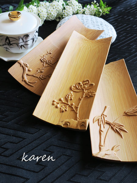 中国茶道具「茶則／手彫り若竹」 3