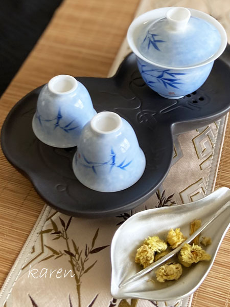 絵付け茶杯「青竹」 3