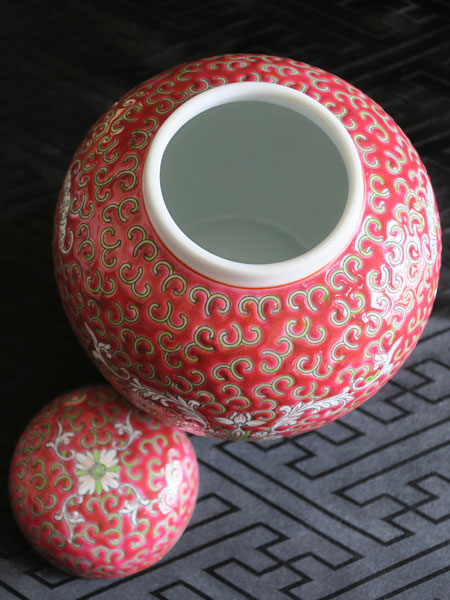 景徳鎮レトロ「飾り茶壺／紅」 4