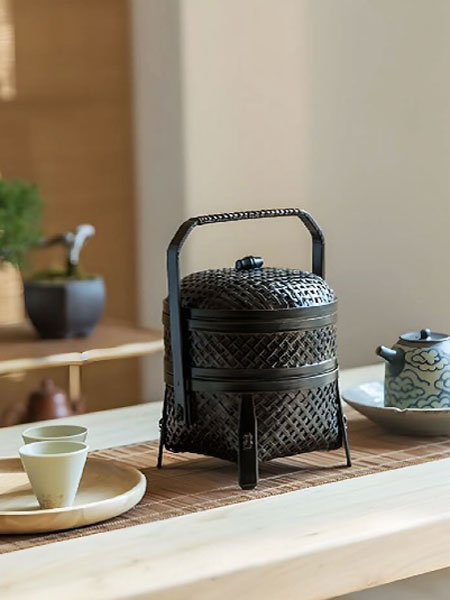 <31日まで新商品スタート特別価格>中国伝統工藝「ハンドル付きダブル竹編み籠」 6